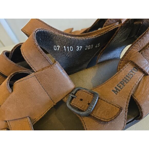 Mephisto Sam Fisherman Sandals Mens US 11 EU 45 Brown Tan Leather 4x Shock Absor